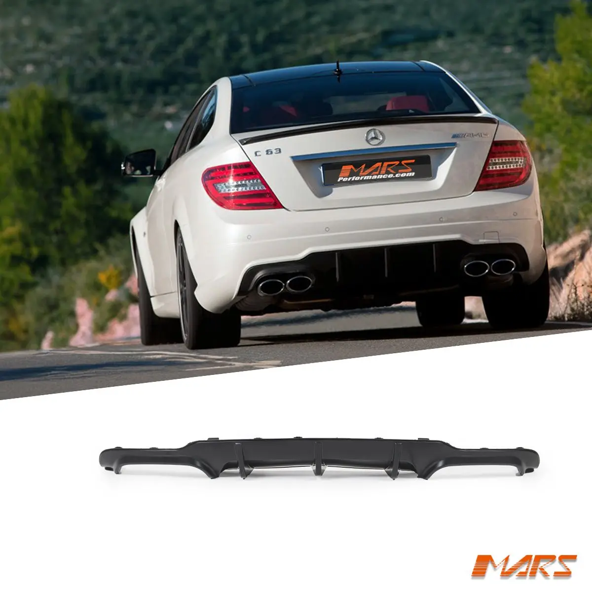 Rear Bumper Bar Diffuser Bodykit For Mercedes-Benz C-Class W204 C204 C63 Amg 2011-2014 1