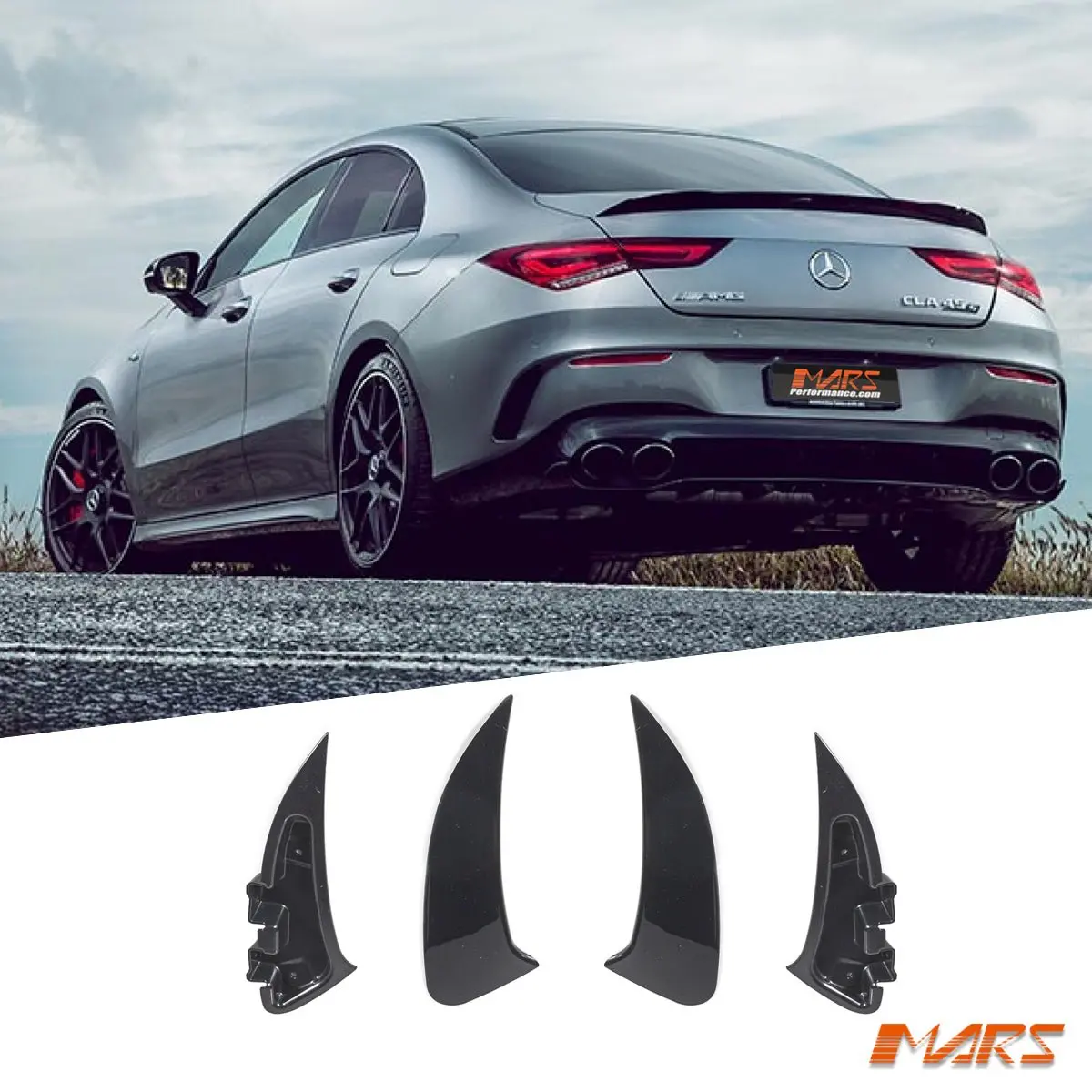 Rear Bumper Bar Side Blade Vent Canards Aero Bodykits For Mercedes-Benz Cla-Class C118 & Cla35 Cla45 Amg 2018-2025 1