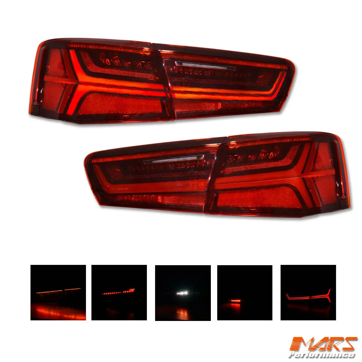 Red Clear Full Update Led Tail Lights With Sequential Indicator For Audi A6 S6 C7 2011-2014 Sedan 1