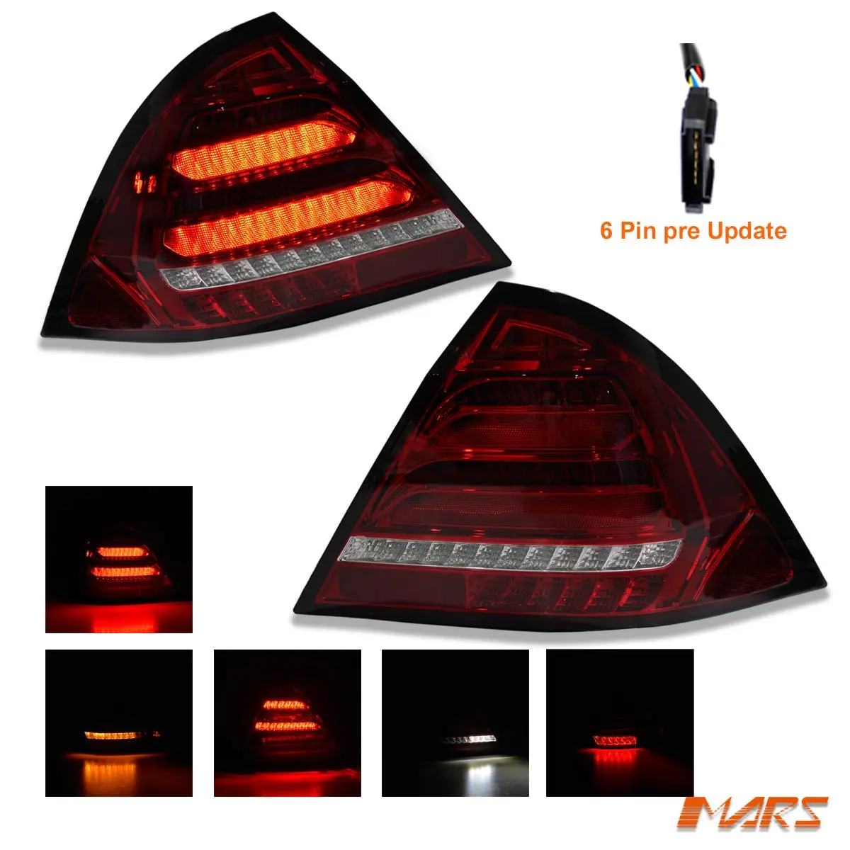 Red Clear Led 3D Stripe Bar Tail Lights With Sequential Indicators For Mercedes-Benz C-Class W203 Sedan 2000-2004 1