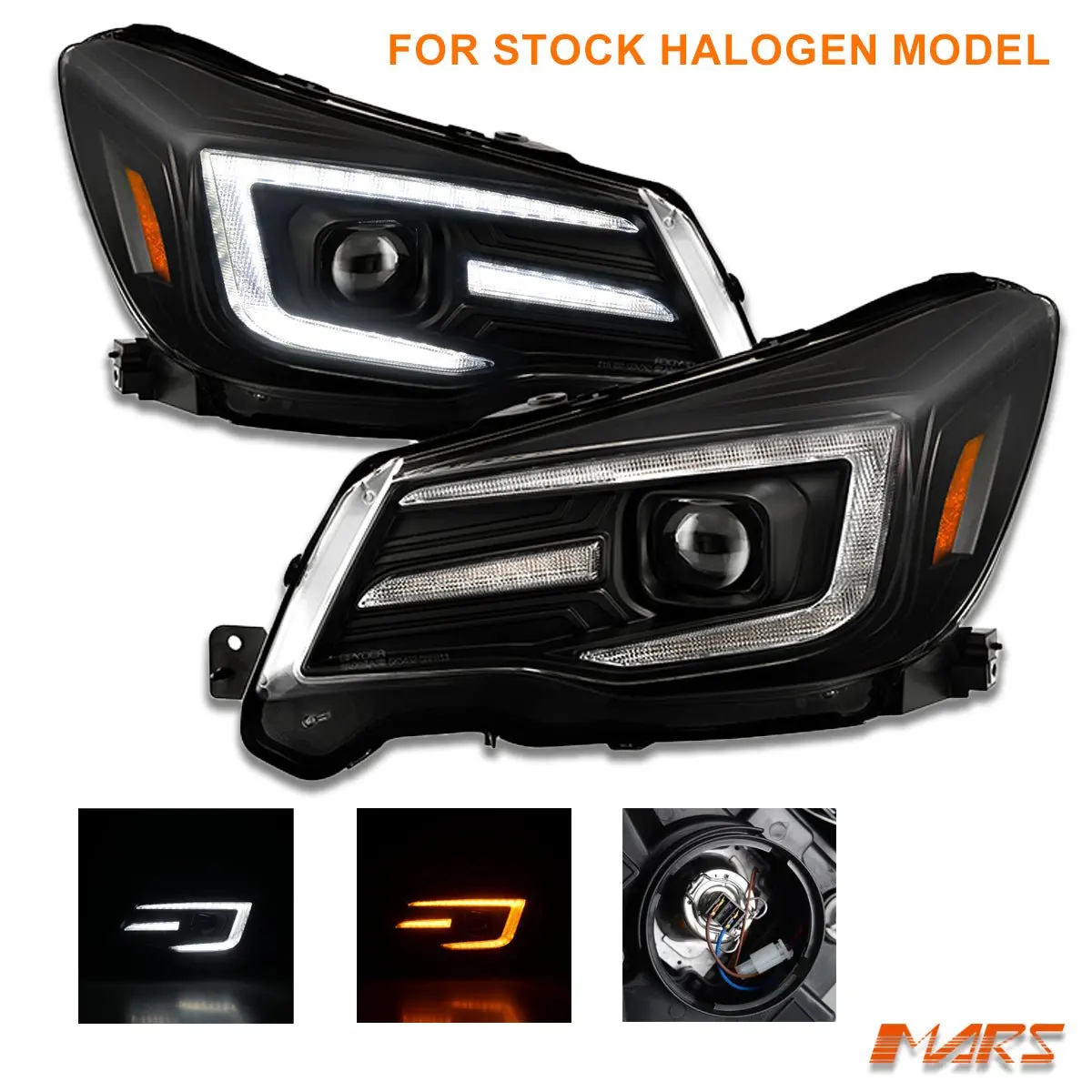 (Replace Factory Halogen Model) Drl Led Projector Head Lights With Sequential Indicators For Subaru Forester S4 2013-2018 1