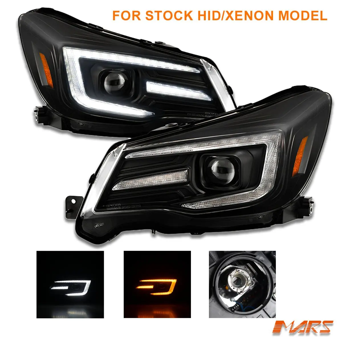 (Replace Factory Hid/Xenon Model) Drl Led Projector Head Lights With Sequential Indicators For Subaru Forester S4 2013-2018 1