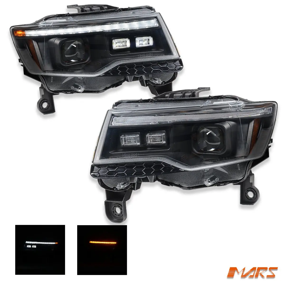 (Replace Stock Halogen Model) Led Drl Projector Head Lights With Sequential Indicators For Jeep Grand Cherokee Wk 2014-2021 1