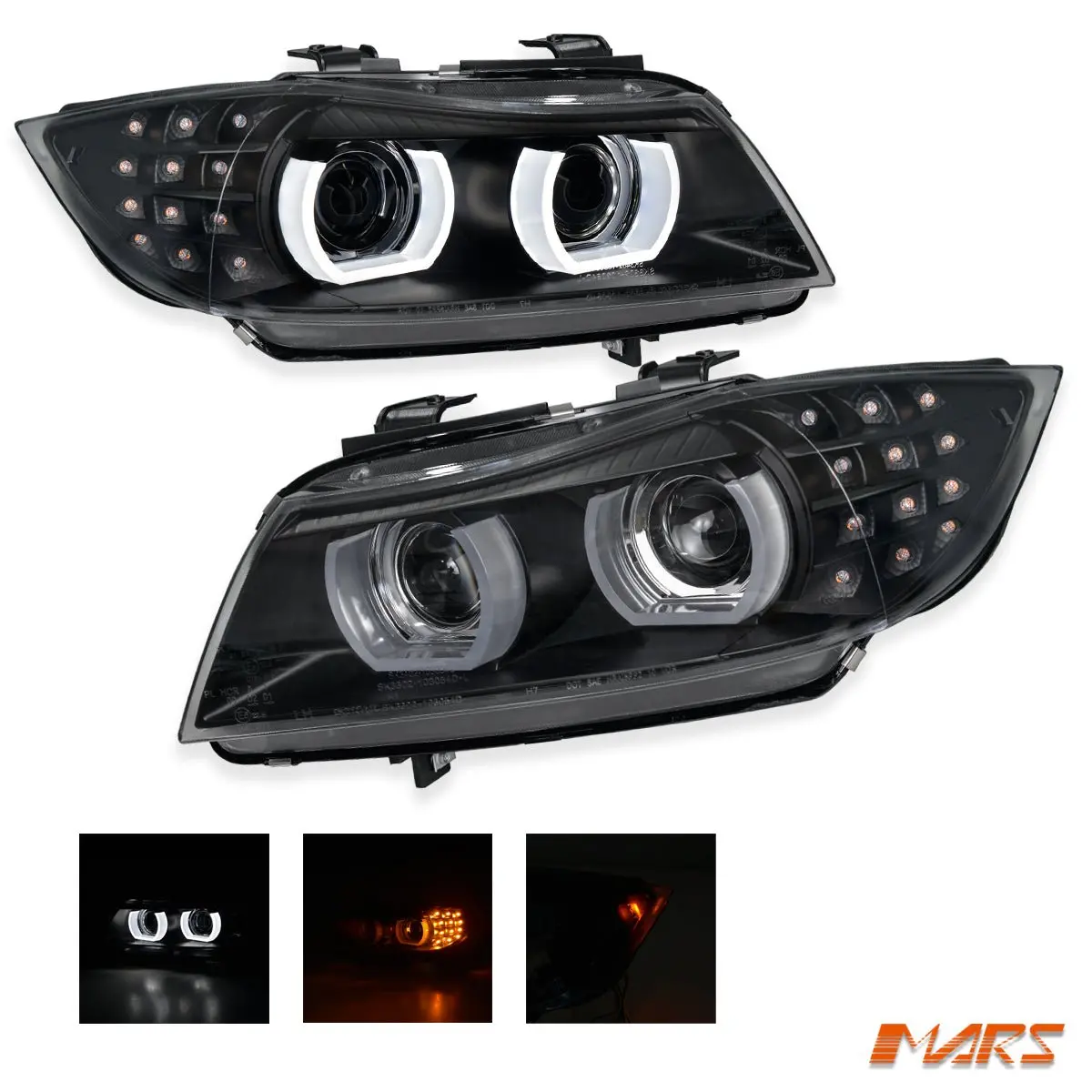 (Replace Stock Hid/Xenon Model) Led 3D Angel Eyes Halo Projector Head Lights For Bmw 3-Series E91 E90 Lci 2009-2012 1