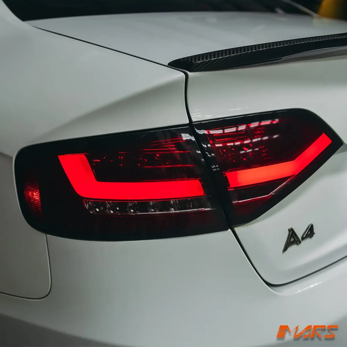 (Replace Stock Led Lights) Smoked Red 3D Led Stripe Tail Lights For 2008-2012 Audi A4 B8 4D Sedan 1