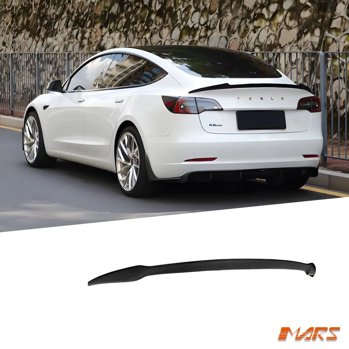 Revozport Style Carbon Fibre Rear Trunk Boot Lip Spoiler Wing Bodykit For Tesla Model 3 2019-2025 1