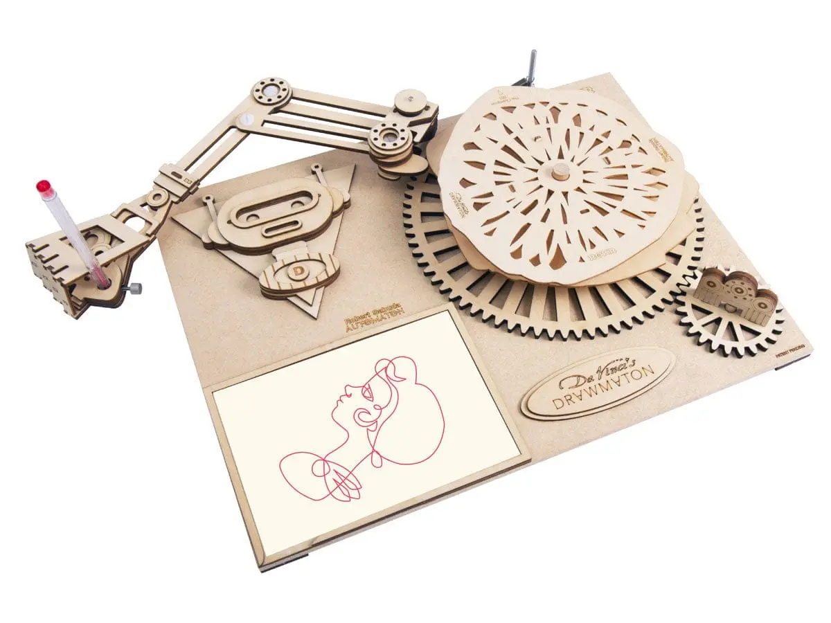 Roesd003 Davinci Drawing Machines; The Robot Wooden Puzzle 1