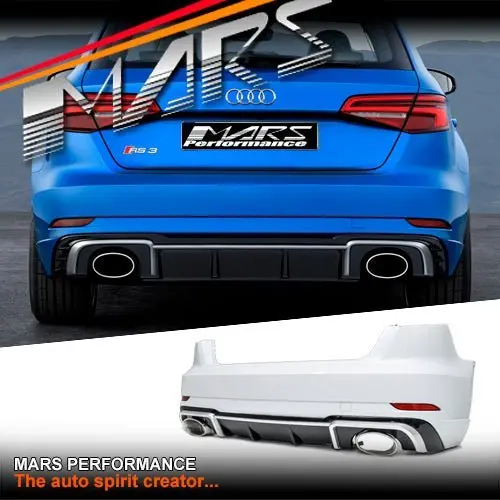Rs3 Style Rear Bumper Bar Bodykit With Diffuser & Exhaust Tips For Audi A3 S3 8V Hatch 2017-2020 1