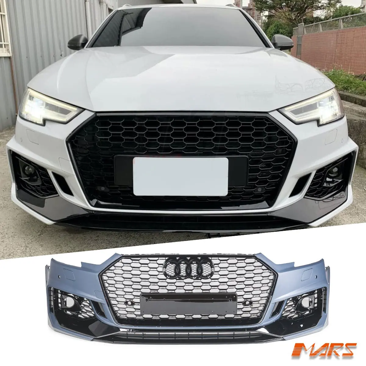 Rs4 Style Front Bumper Bar Bodykit & Gloss Black Grille Grill For Audi A4 S4 B9 2016-2019 1