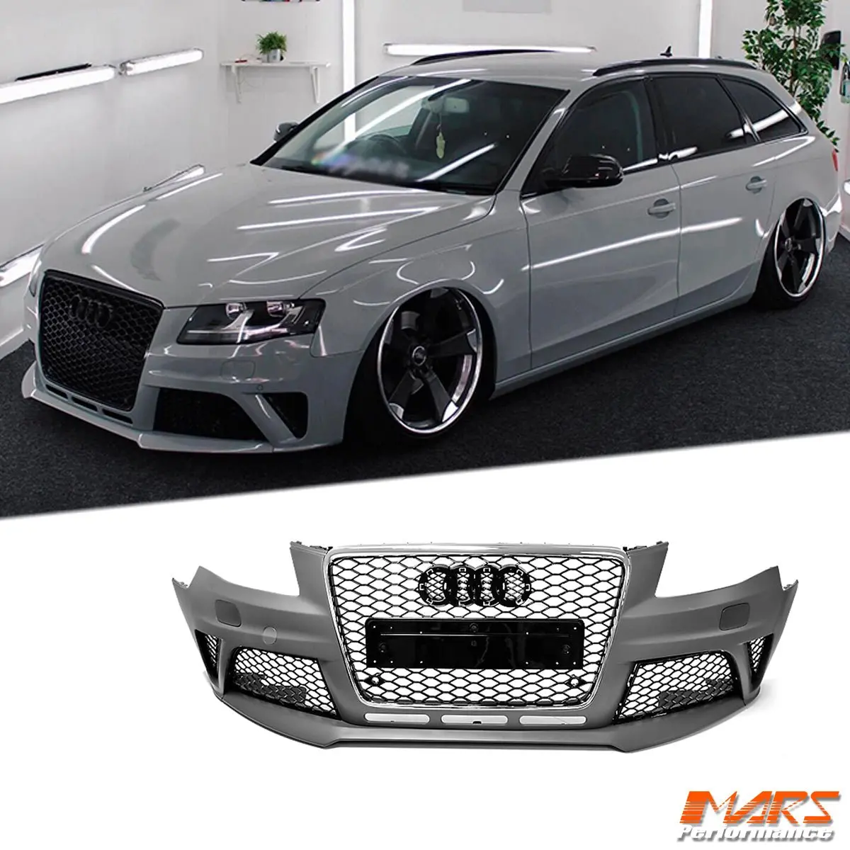 Rs4 Style Front Bumper Bar Bodykit & Grille Grill For Audi A4 S4 B8 2009-2011 Sedan & Avant 1