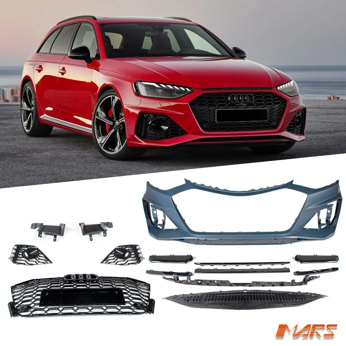 Rs4 Style Front Bumper Bar Bodykit With Gloss Black Grille Grill For Audi A4 S4 B9 2020-2024 1