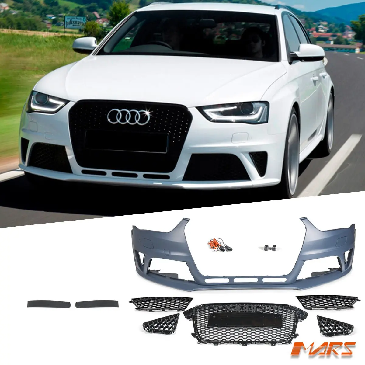 Rs4 Style Front Bumper Bar Bodykit With Grill For Audi A4 S4 B8 2012-2016 Sedan & Avant 1