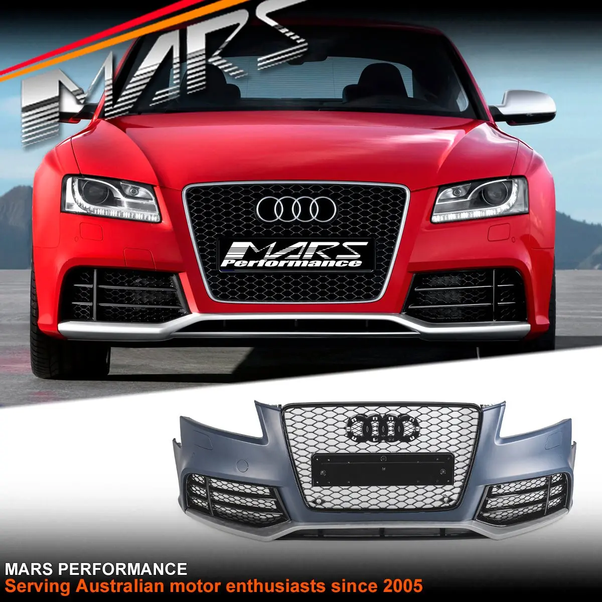 Rs5 Style Front Bumper Bar Bodykit & Grill For Audi A5 S5 8T 2008-2012 2 Doors Coupe & 4 Doors Sedan 2008-2012 1