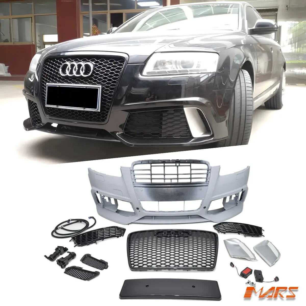 Rs6 Style Front Bumper Bar Bodykit With Grille Grill For Audi A6 S6 4F C6 2004-2011 1
