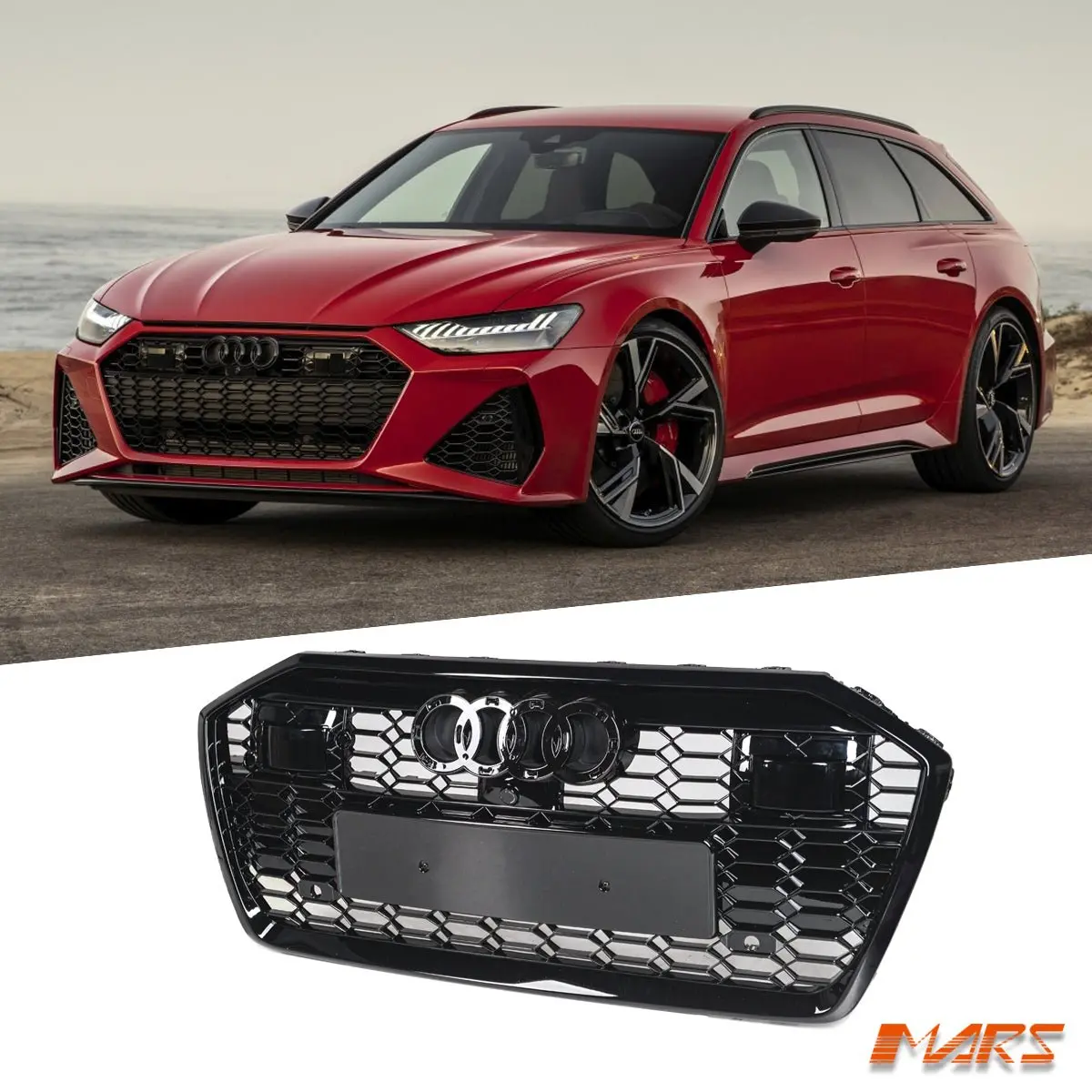 Gloss Black Rs6 Style Front Bumper Bar Grille Grill Bodykit For Audi A6 S6 C8 2019-2023 1