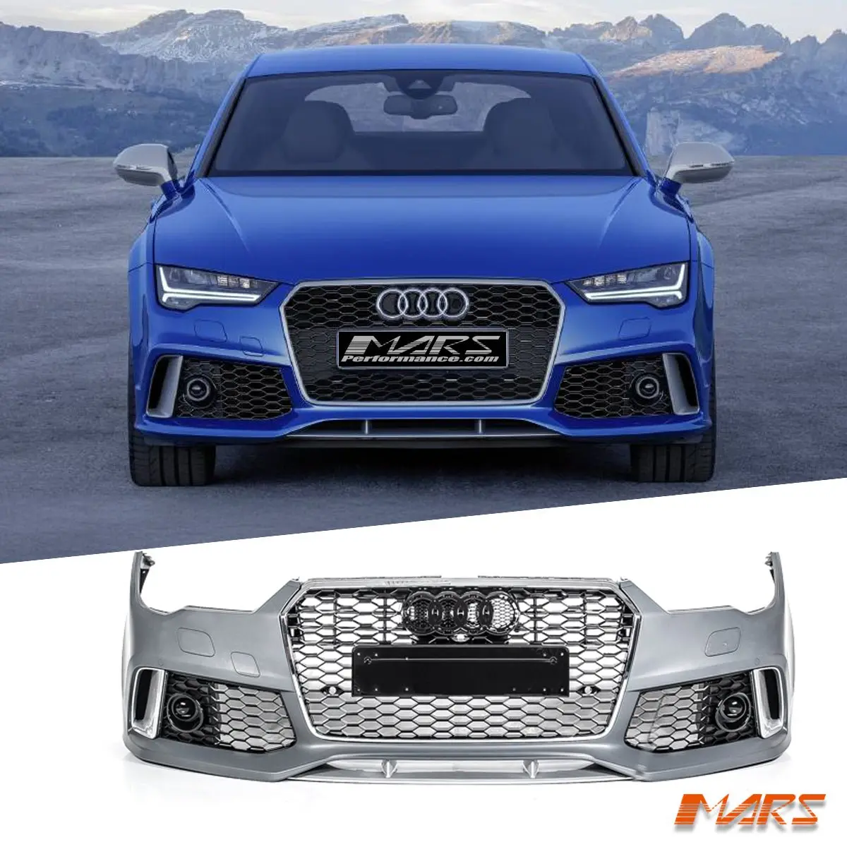 Rs7 Style Front Bumper Bar Bodykit With Gloss Black Honeycomb Grille Grill For Audi A7 4G 2015-2018 1