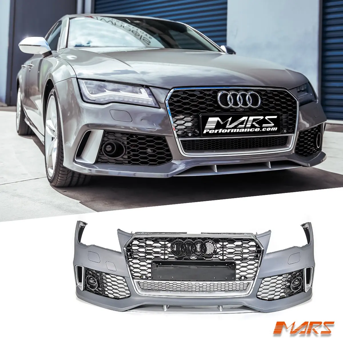 Rs7 Style Front Bumper Bar Bodykit With Gloss Black Honeycomb Grille Grill For Audi A7 S7 4G 2011-2014 1