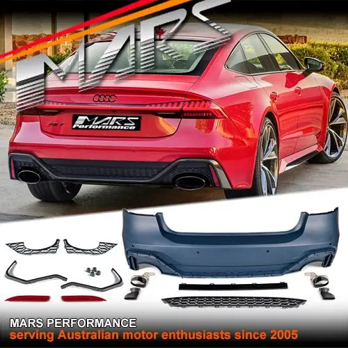 Rs7 Style Rear Bumper Bar Bodykit & Diffuser With Exhaust Tips For Audi A7 S7 4K 2019-2024 1