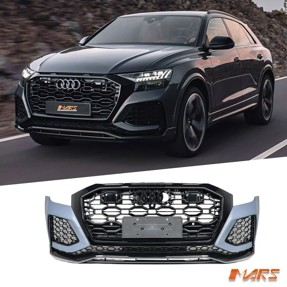 Rsq8 Style Front Bumper Bar Bodykit With Gloss Black Grill For Audi Q8 Sq8 F1 2018-2023 1