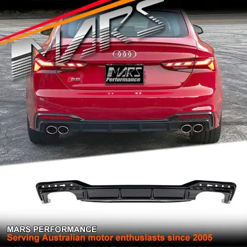 S5 Style Rear Bumper Bar Diffuser Bodykit With Twin Exhaust Outlet For Audi F5 S5 & A5 S-Line 2020-2024 1