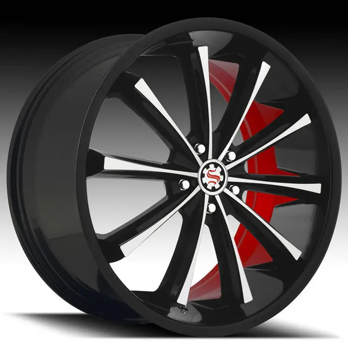 22" Scarlet Sw3 Wheels Black Machined W/ Red Inner 1