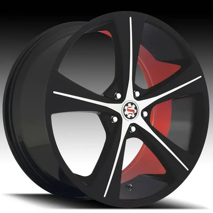 20" Scarlet Sw4 Wheels Black Machined W/ Red Inner 1