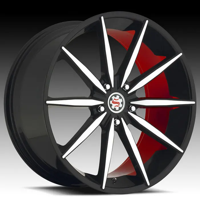 20" 22" Scarlet Sw2 Wheels Black Machined W/ Red Inner 1