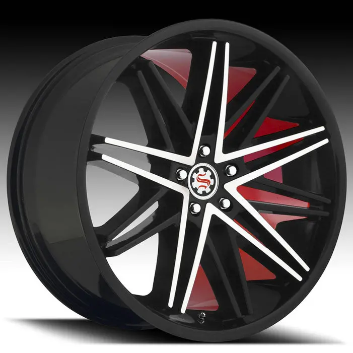 19" 20" 22" Scarlet Sw1 Wheels Black Machined W/ Red Inner 1