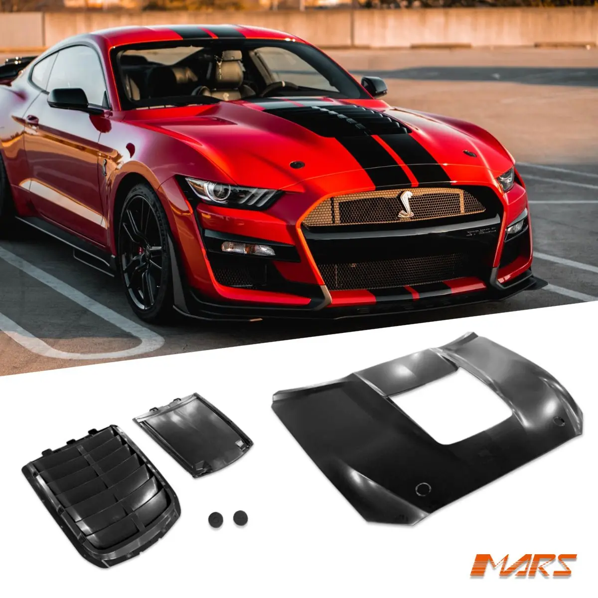 Shelby Gt500 Style Aluminium Bonnet Hood Bodykit With Plastic Vent For Ford Mustang Fm 2015-2017 1