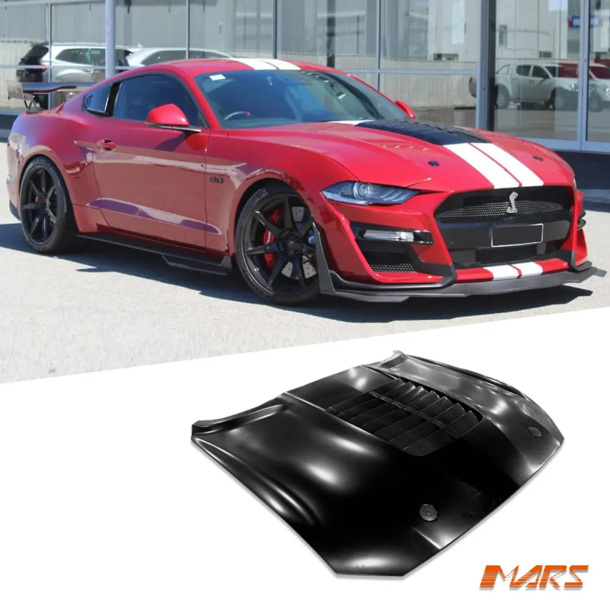 Shelby Gt500 Style Aluminium Bonnet Hood Bodykit With Plastic Vent For Ford Mustang Fn 2018-2022 1