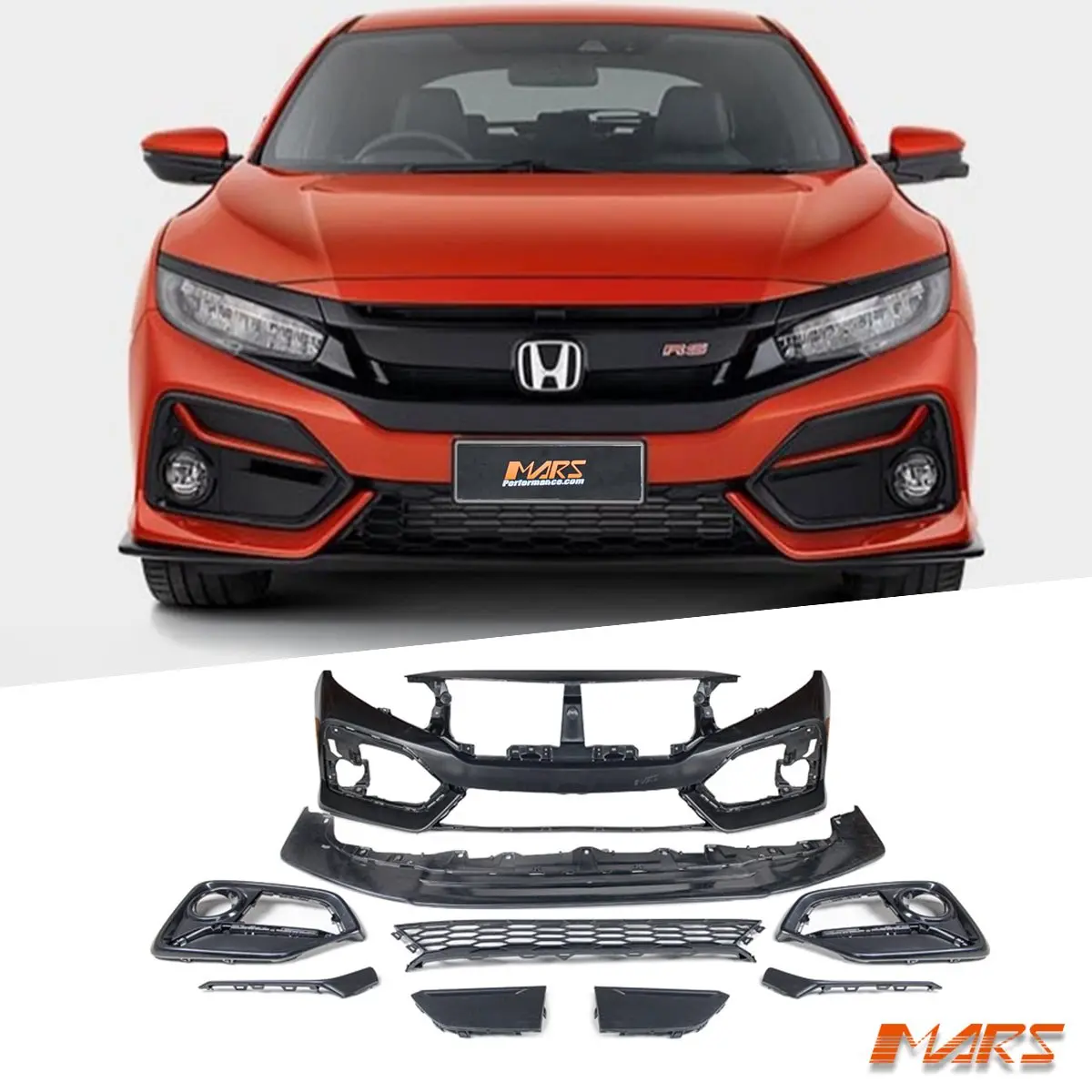 Si Rs Mk2 Style Front Bumper Bar Bodykit For Honda Civic X Sedan & Hatch 2016-2021 1