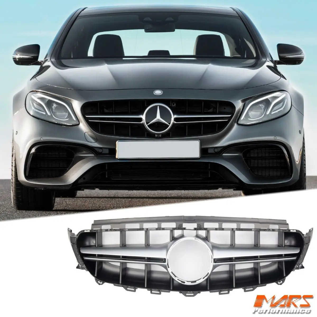 Silver Black Amg E63-S Style Front Bumper Bar Grille For Mercedes-Benz E-Class 2016-2020 Pre Update W213 S213 C238 & E43 E53 Amg 1
