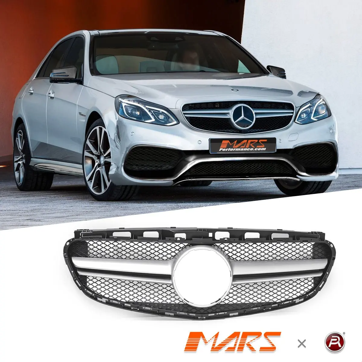 Silver Black Amg E63 Style Front Bumper Bar Grille Grill Bodykit For Mercedes-Benz E-Class W212 2014-2016 1