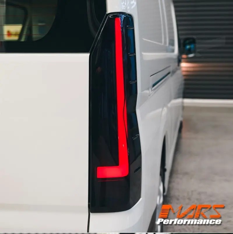 Smoked Black 3D Stripe Full Led Tail Lights With Sequential Indicator For Toyota Hiace Van 2020-2025 1