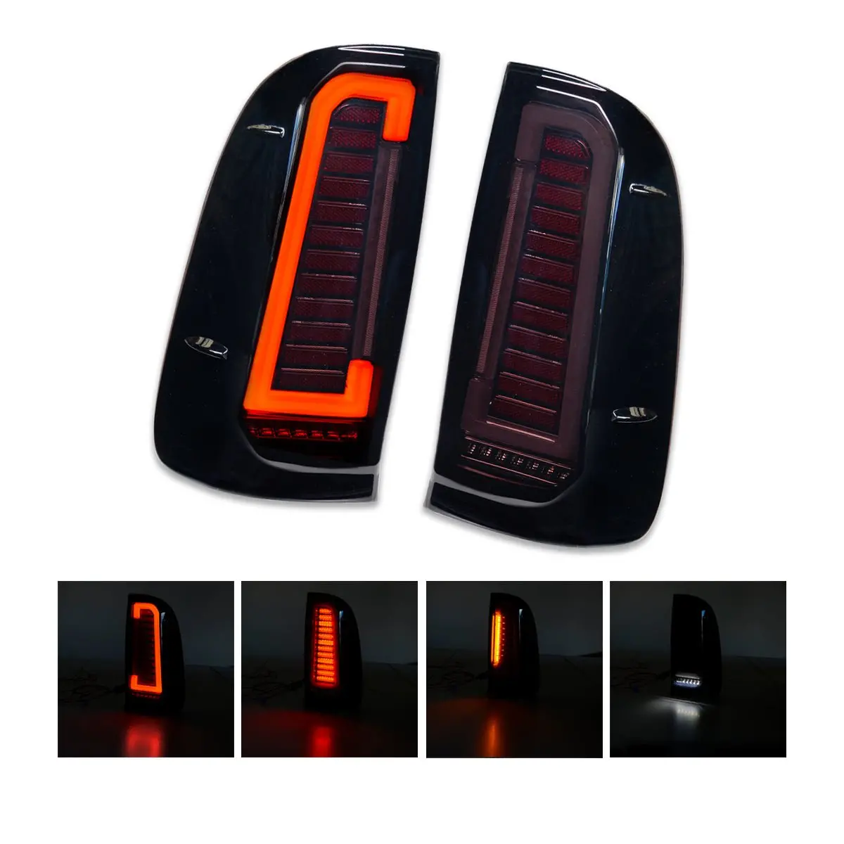 Smoked Black Full Led 3D Stripe Tail Lights With Sequential Indicator For Toyota Hilux Vigo 2004-2015 1