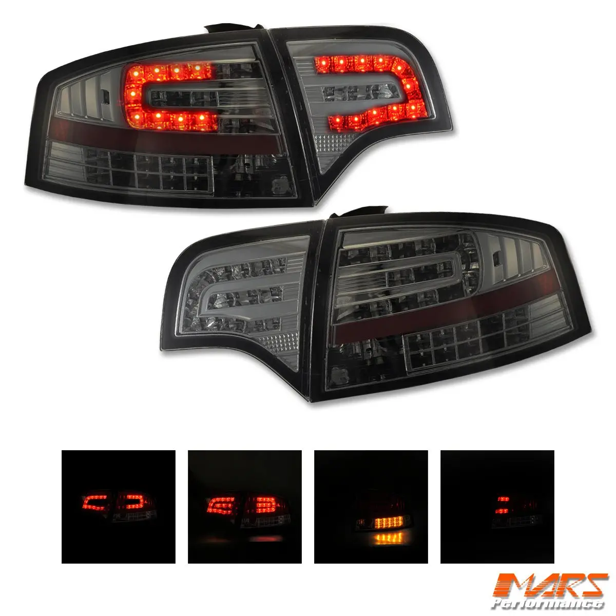 Smoked Black Led Tail Lights With Led Indicators For Audi A4 S4 S-Line B7 2005-2008 4 Doors Sedan 1