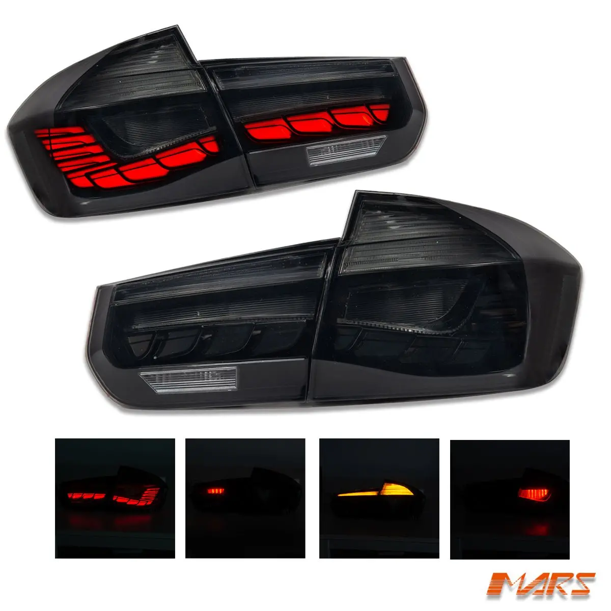 Smoked Black Oled Style Tail Lights With Led Sequential Indicators For Bmw 3 Series F30 Sedan & F80 M3 1