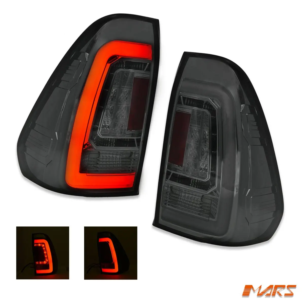 Smoked Black Tail Lights With 3D Led Stripe Bar For Toyota Hilux Revo Rocco 2015-2025 1
