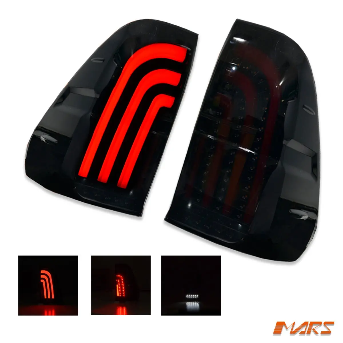 Smoked Full 3D Led Stripe Bar Tail Lights With Sequential Indicator For Toyota Hilux Revo Rocco 2015-2025 1