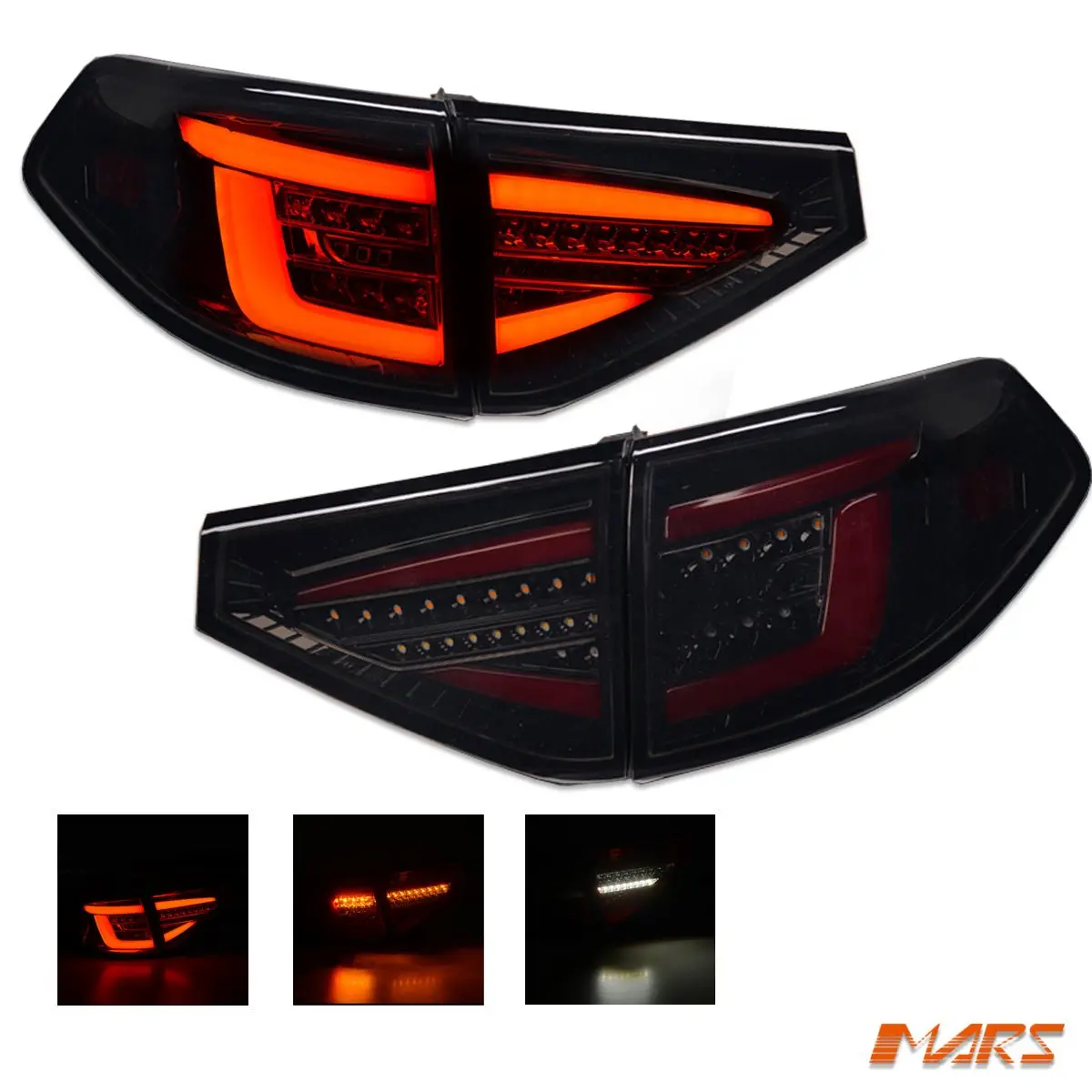 Smoked Full Led 3D Stripe Bar Tail Lights With Sequential Indicators For Subaru Impreza Hatch Back 2007-2013 Including Wrx & Sti 1