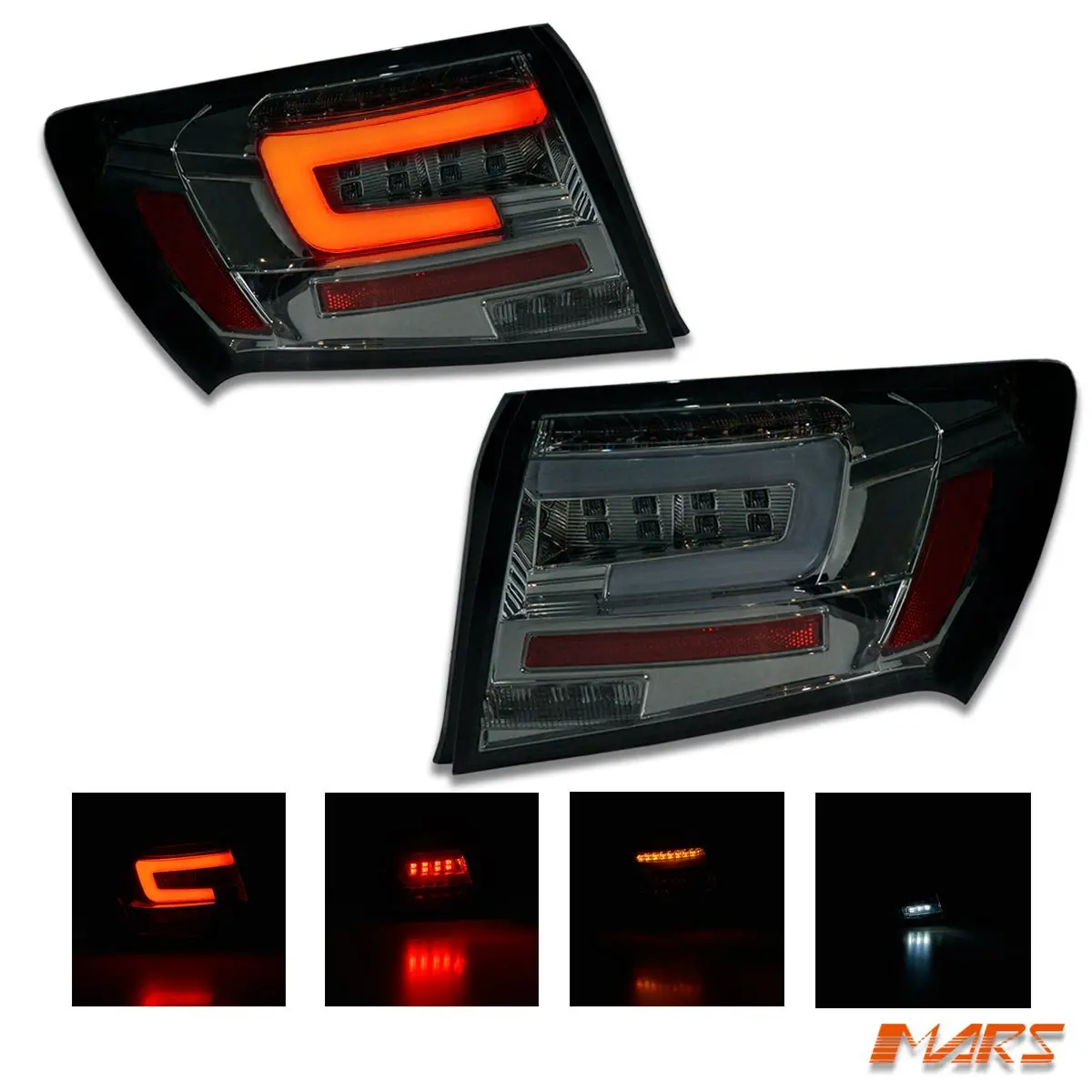 Smoked Full Led 3D Stripe Bar Tail Lights With Sequential Indicators For Subaru Impreza Sedan 2007-2013 & Wrx / Sti 1