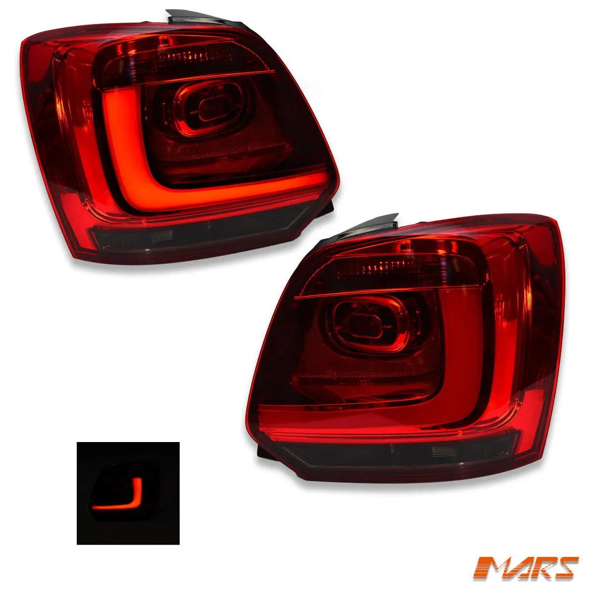 Smoked Red 3D Led Stripe Bar Tail Lights For Vw Volkswagen Polo 6R 2010-2014 1