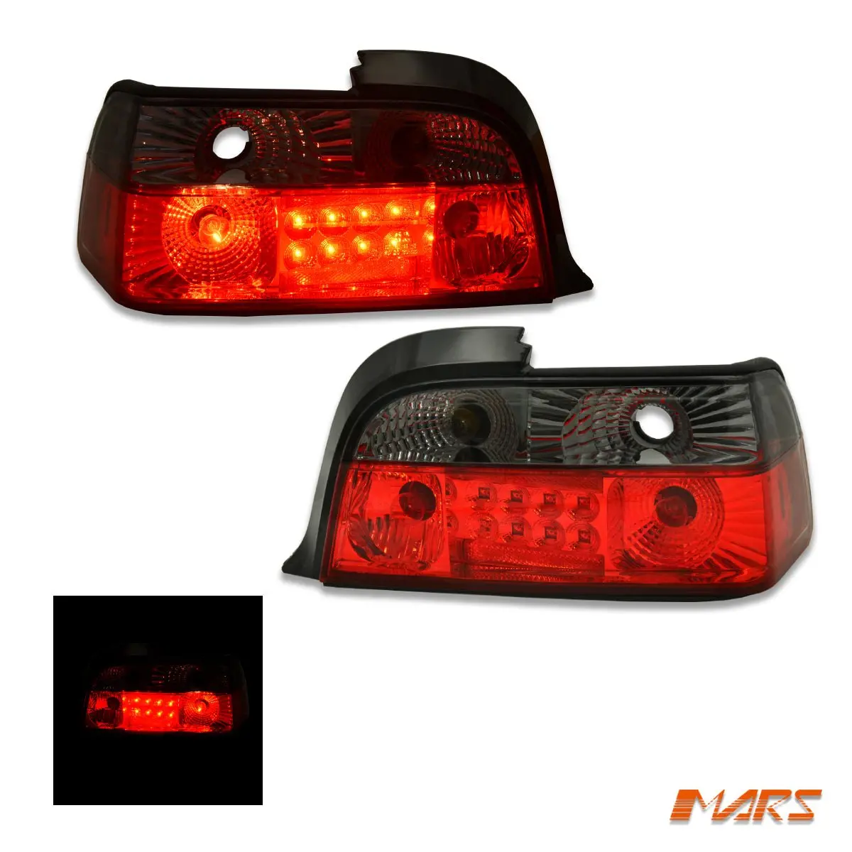Smoked Red 3D Led Tail Lights For Bmw 3-Series E36 2 Doors Coupe & Convertible 1991-1999 1
