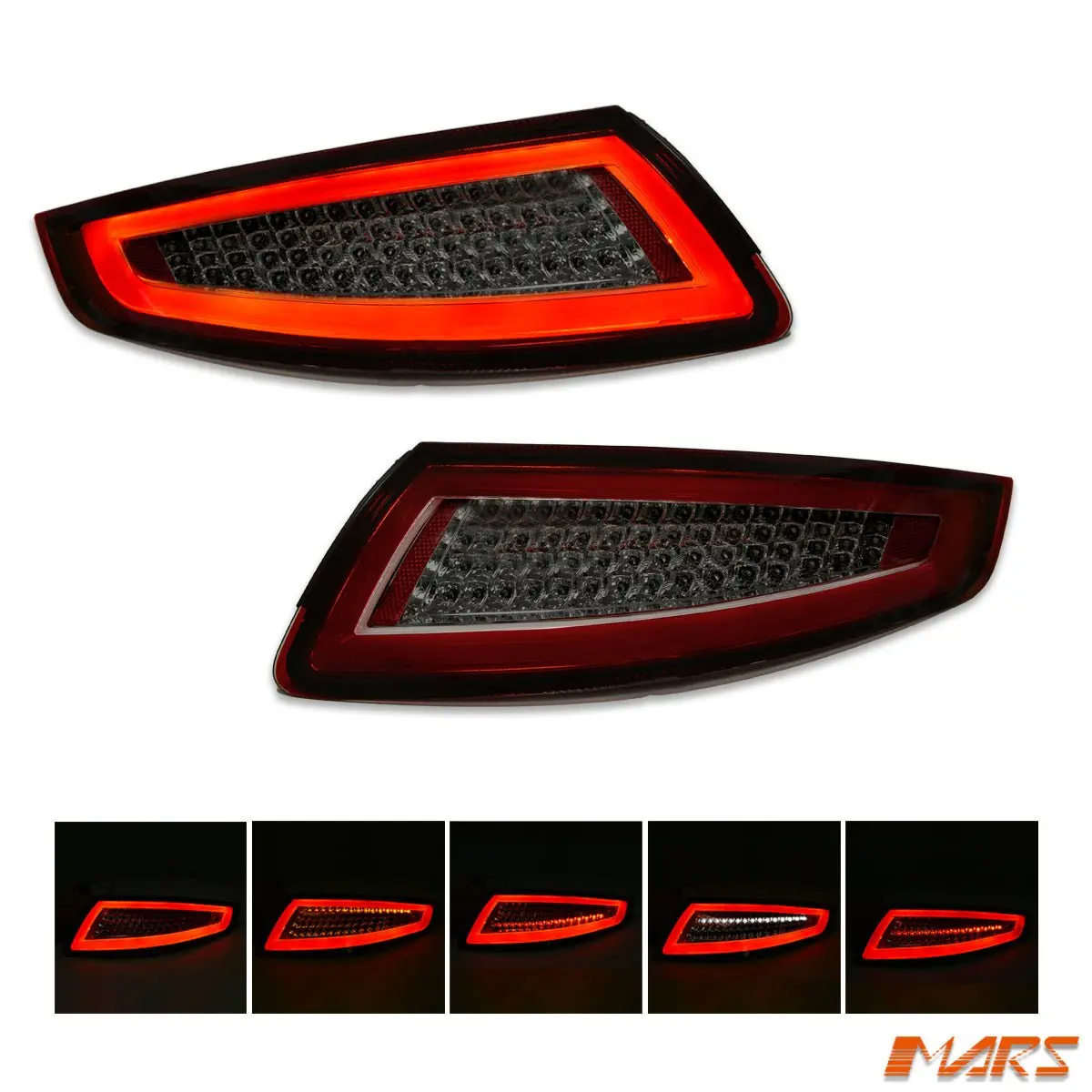 Smoked Red 3D Stripe Bar Full Led Tail Lights For Porsche 911 & Carrera 997 2005-2008 1