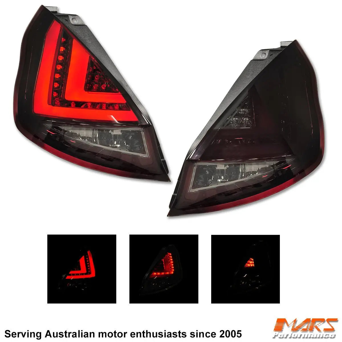 Smoked Red 3D Stripe Led Tail Lights For Ford Fiesta Wt 2009-2014 Hatch Back 1