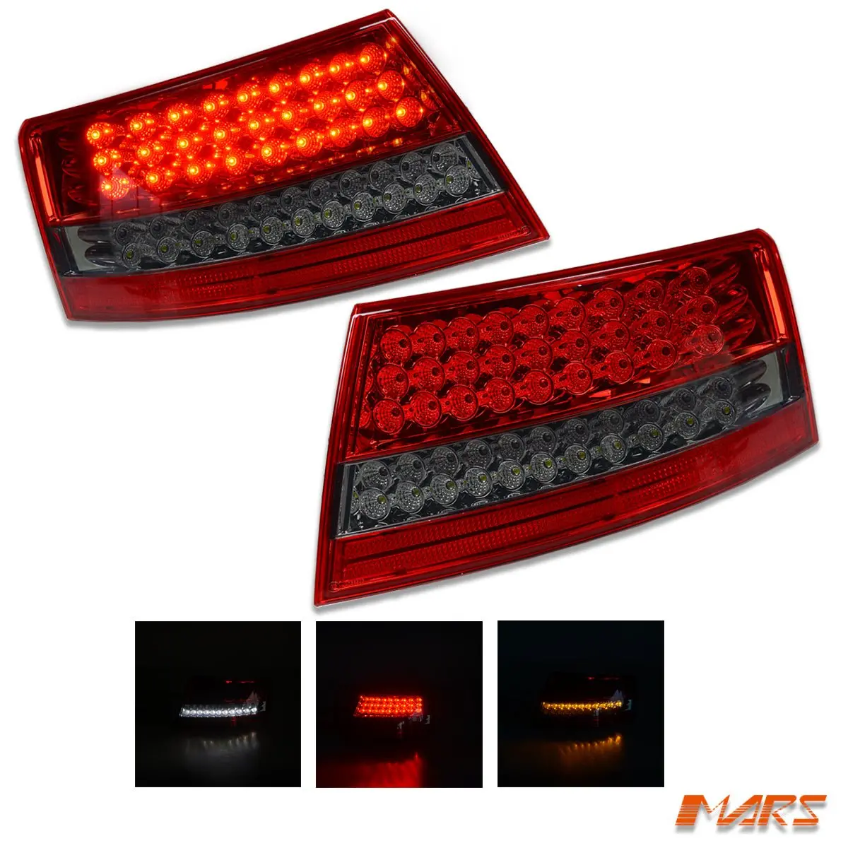 Smoked Red Full Led Tail Lights For Audi A6 S6 4F 2004-2007 Pre Update Sedan, 6 Pins Plug Only 1