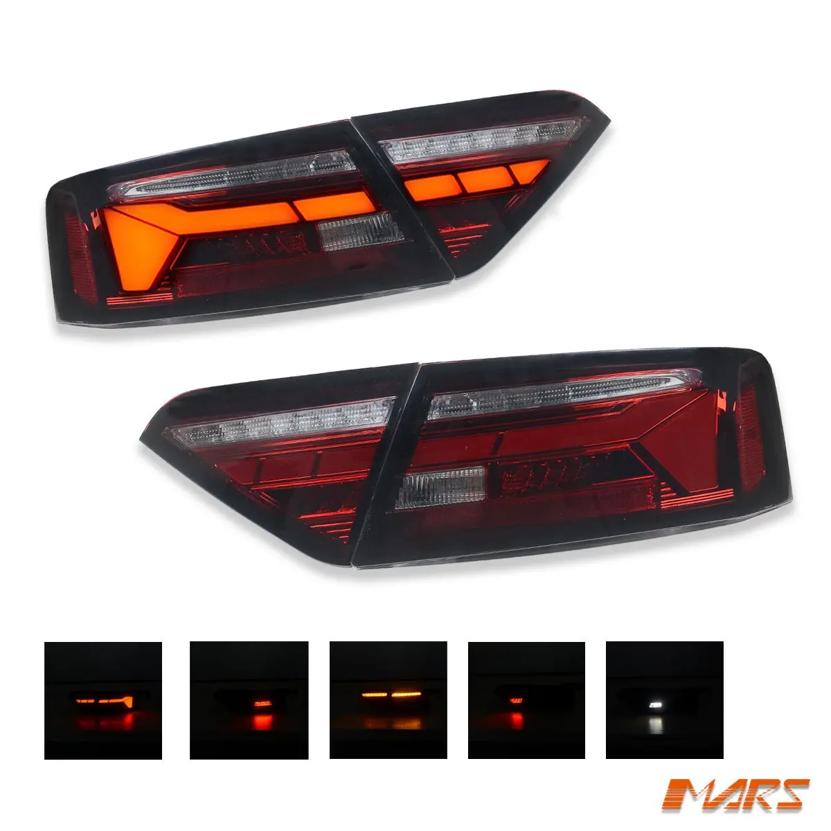 Smoked Red Full Led Tail Lights With Sequential Indicators For Audi A5 S5 8T 2013- 2016 Update Models 1