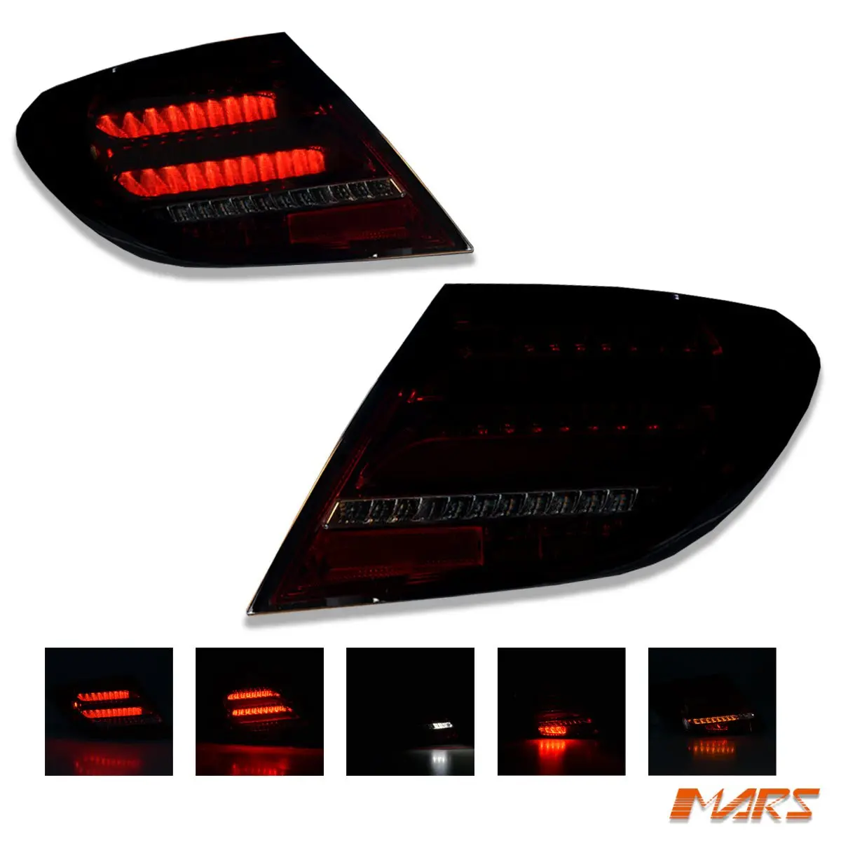 Smoked Red Full Led Tail Lights With Sequential Indicators For Mercedes-Benz C-Class W204 & C63 Amg 2007-2011 1