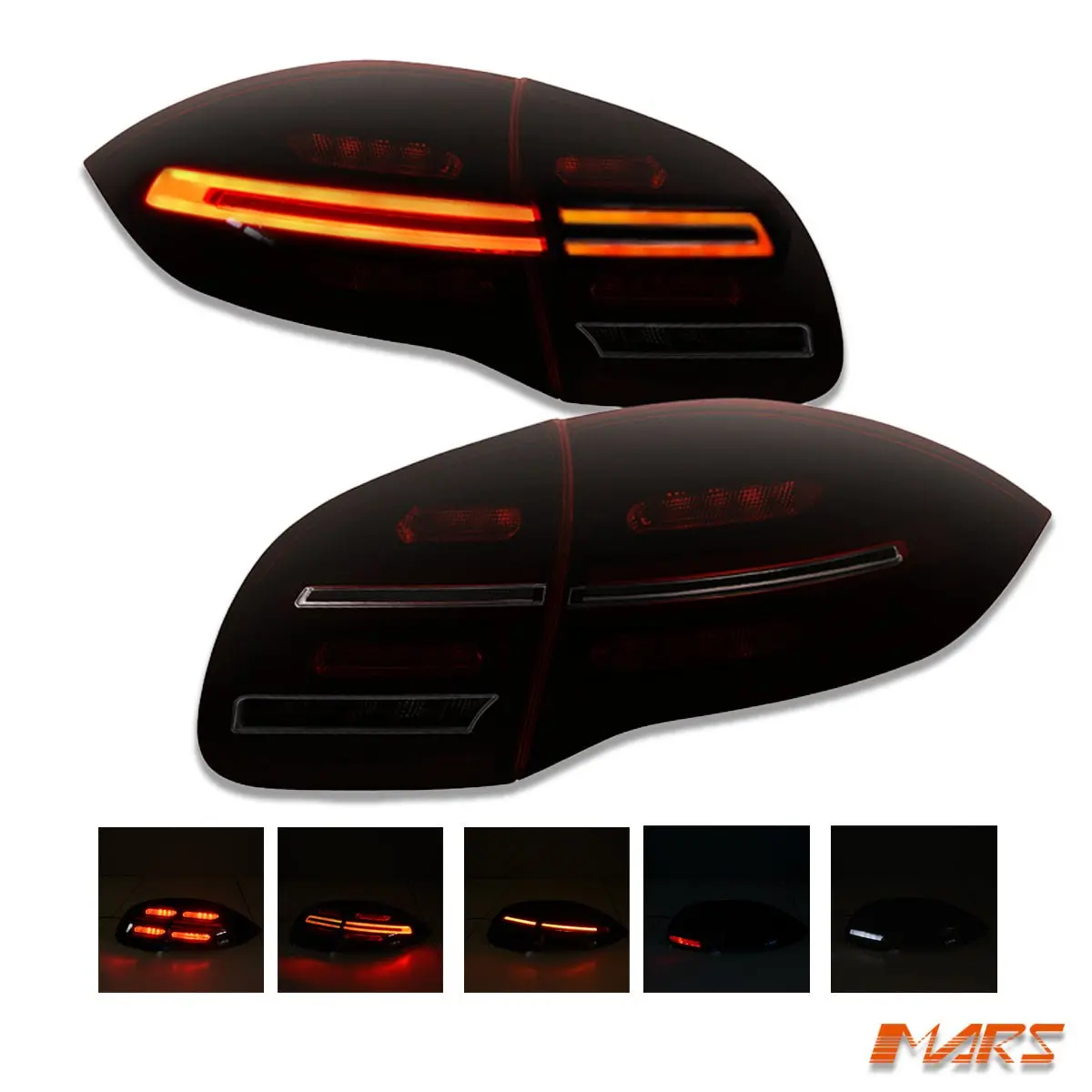 Smoked Red Led 3D Stripe Bar Tail Lights With Sequential Indicators For Porsche Cayenne 958 92A 2010-2014 1