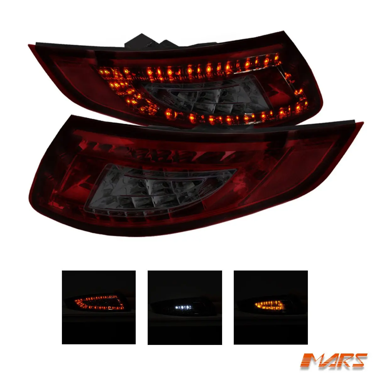Smoked Red Led Tail Lights For Porsche 911 & Carrera 997 2005-2008 Pre-Update 1
